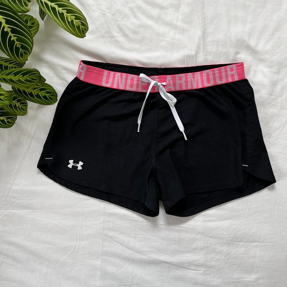 Under Armour Athletic Shorts Pink Waistband Size Small